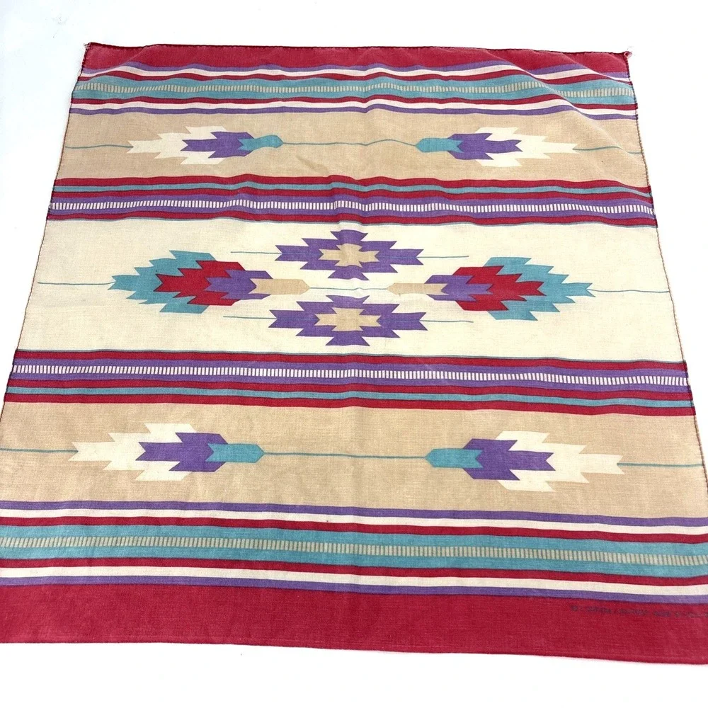 Vtg Hav-A-Hank Bandana Native Scarf Hankie Southwest Aztec USA Made
